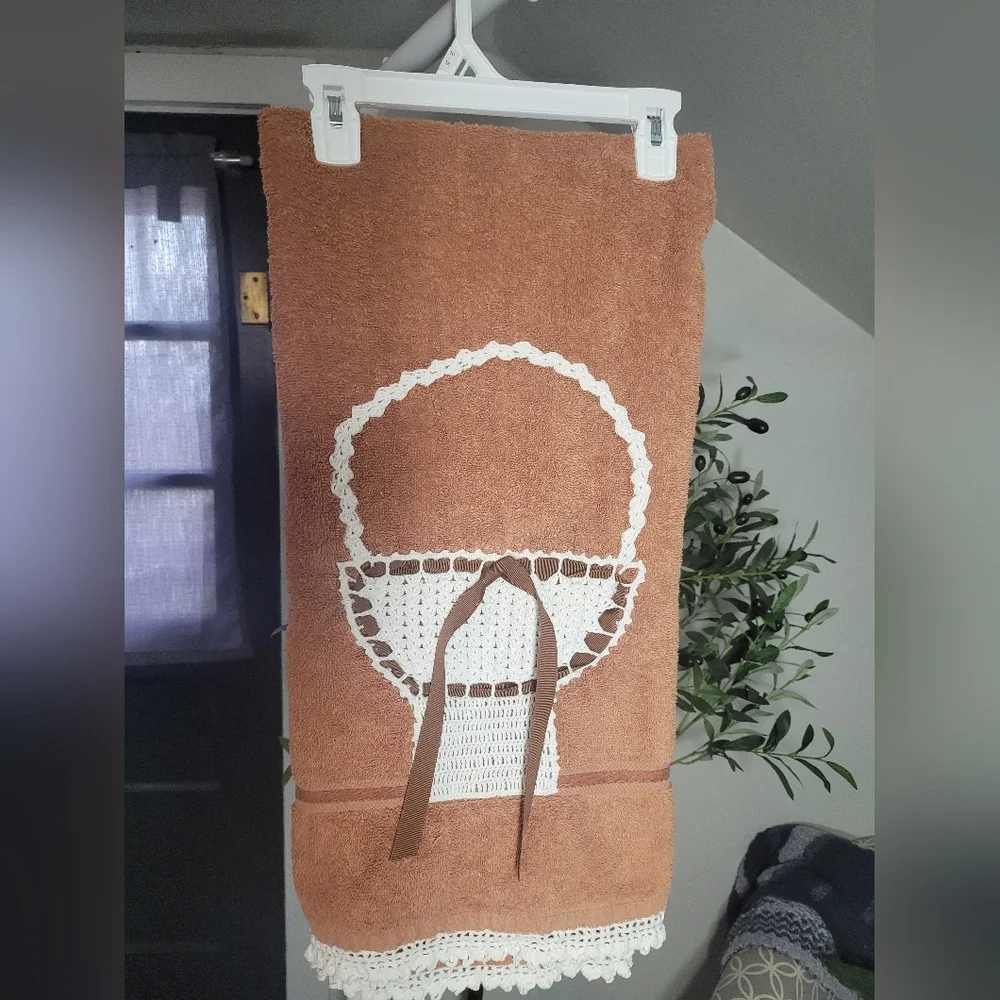 Vintage Tastemaker By Stevens Crochet Basket Towel Cottagecore Grannycore 44X25